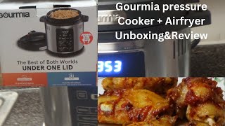 Gourmia Pressure Cook+ Air Fryer 6QT One-Lid Unboxing\u0026Review|Making Chicken Wings+Baked Beans