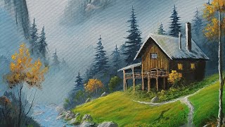 Sisli Manzara Akrilik Boya   Landscape Acrylic Painting Art