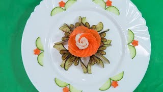 Beautiful Carrot & Radish Rose Flower with Egg Plant & Cucumber Art of design