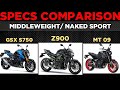 2022 Kawasaki Z900 vs Yamaha MT 09 vs Suzuki GSX S750 | Price & Specs Comparison | Middleweight 🔥