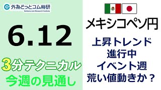 メキシコペソ/円見通し「上昇トレンド進行中 、イベント週 、荒い値動きか？」見通しズバリ！3分テクニカル分析 週間見通し　2023年6月12日