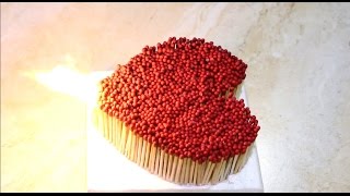 1200 Matches Chain Heart Reaction - Amazing Fire Domino Exhibition!!!