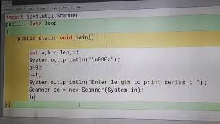 Program to print fibonacci series Bluej