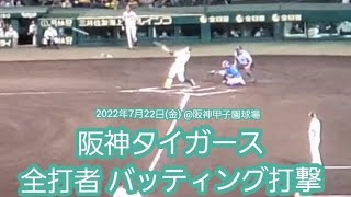 20220722　阪神タイガース　全ｲﾆﾝｸﾞ応援･攻撃風景　全打者　バッティング打撃　応援団による太鼓応援、ｽﾋﾟｰｶｰから流れる応援歌あり@阪神甲子園球場･ﾚﾌﾄ外野