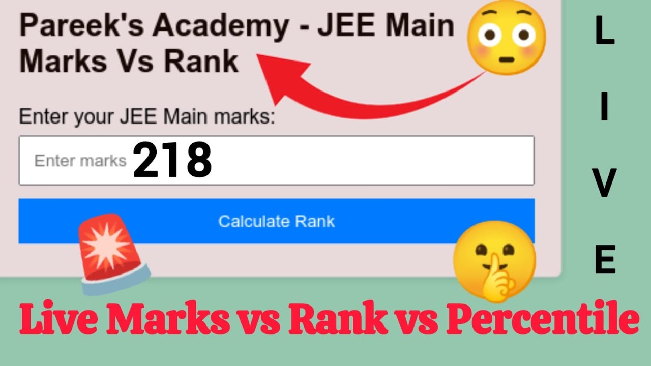 🔴jee Main 2024 Marks Vs Rank Vs Percentile Live Analysis|🔴jee 2024 ...