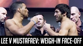 Kevin Lee and Magomed Mustafaev face off at the UFC Belfast weigh-ins