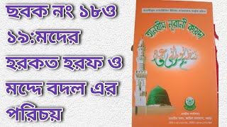 তানযিম নুরানি কায়দা  Tajim Norani qida edition leson18 19 মদের হরফ ও মদের হরকতের ব্যবহার  মদ এ বদল