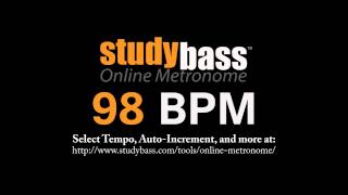 98 BPM Online Metronome (3 min) | StudyBass