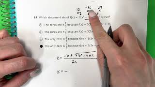 Finding the Zeros/Factoring F(x) = 12x^2-36x+27 // STAAR Algebra New Question Types // 14