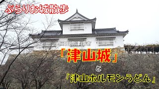 【ぶらりお城散歩】岡山県津山市の「日本１００名城」で「日本三大平山城」でもある津山城を散歩します。　そして津山のご当地グルメ『ホルモンうどん』をいただきます