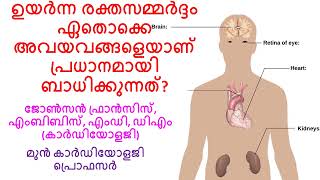 ഉയർന്ന രക്തസമ്മർദ്ദം ഏതൊക്കെ അവയവങ്ങളെയാണ് പ്രധാനമായി ബാധിക്കുന്നത്?