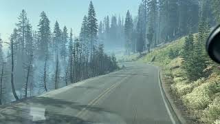 Driving through Lassen Volcanic National Park during Dixie fire.