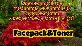 #തെച്ചി പൂവ് pack\u0026#തെച്ചി പൂവ് Toner മുഖകുരുവിനും കറുത്ത പാടുകൾകും#Ixora facepack\u0026 Toner skin#