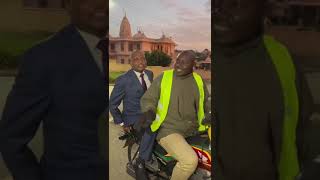 "Mapema ndio best" TRADE CS Moses Kuria rushes to a cabinet meeting in Kakamega town on a motorbike.