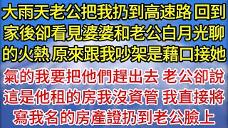 【完結】大雨天老公把我扔到高速路，回到家後卻看見婆婆和老公白月光聊的火熱，原來跟我吵架是藉口接她，氣的我要把他們趕出去，老公卻說這是他租的房我沒資管，我直接將寫我名的房產證扔到老公臉上【如畫小語】