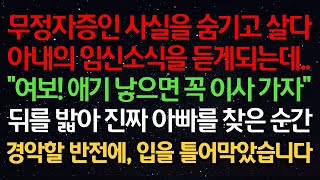 실화사연 무정자증인 사실을 숨기고 살다 아내의 임신소식을 듣게되는데   여보! 애기 낳으면 꼭 이사 가자  뒤를 밟아 진짜 아빠를 찾은 순간 경악할 반전에, 입을 틀어막았습