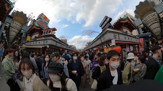 Asakusa in Tokyo😸【４K 360°】💖浅草をおさんぽしました。浅草寺の仲見世通りもあっちもこっちも人がいっぱいでつかれちゃいました。