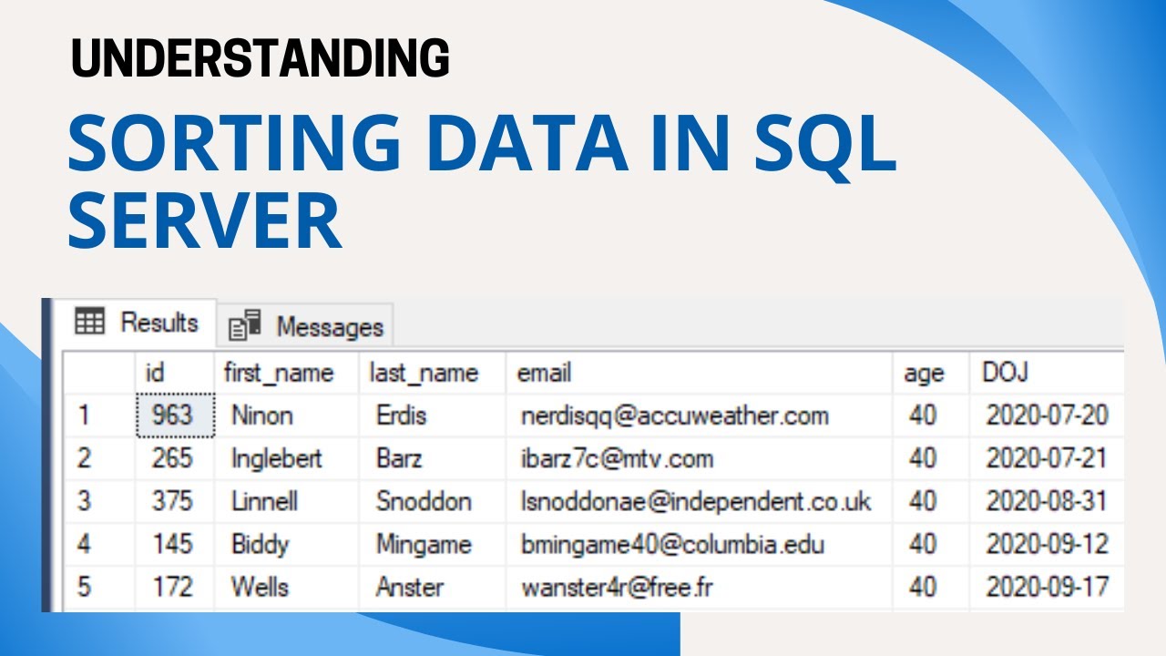 25 Sorting Data In Sql Server Youtube