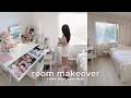 Pinterest inspired desk + room makeover 🍒 room tour, aesthetic makeup desk, room decor, organizing