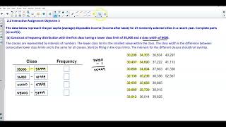 Math 14 2.2 Obj 3: Construct frequency \u0026 relative fr distribution w/lower class limit \u0026 class width