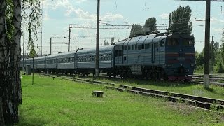 Тепловоз 2ТЭ116-1314Б прибывает на ст. Бахмач / 2TE116-1314B arriving to Bakhmach station