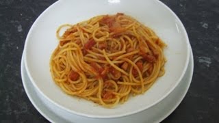 Spaghetti Amatriciana - the original Italian recipe - pasta with pancetta  tomatoes chilli \u0026 onion