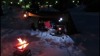 北海道層雲峡オートキャンプ場　雪上ソロキャンプ