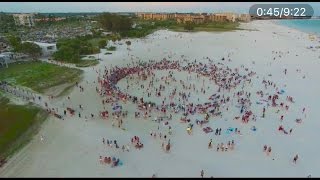 Drone Flies Over Drum Circle at Sunset - Siesta Key / Sarasota - 2016