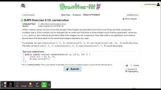 Exercise 5.13 (consecutive) Java Tutorial || Practice-It