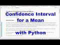Python - Confidence Interval for Mean