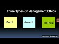 Moral Amoral immoral types of management ethics explained in Urdu