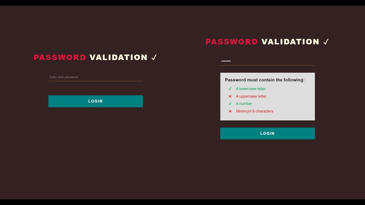 Password Validation Using HTML CSS & Javascript Tutorial