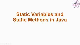 Static Variables and Static Methods in Java | Java Tutorial for Beginners | Hindi