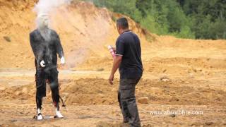 Extinguishing a burning person with gel extinguishing spray www.geltec-systems.com