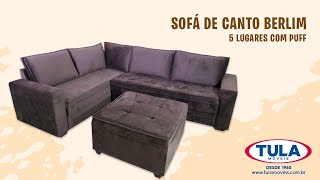 Sofá de Canto Berlim 5 Lugares com Puff