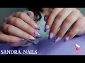 How to put purple glitter color and shapes on the nails in the right way