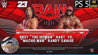 WWE 2K23 - Bret Hart vs Macho Man w. entrance - PS5Share 4K UHD