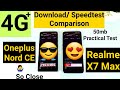 Oneplus Nord CE vs Realme X7 Max 4G+/Download/ Speedtest comparison shocking results