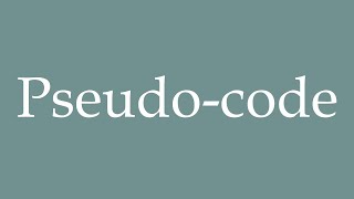 How to Pronounce ''Pseudo-code'' Correctly in French