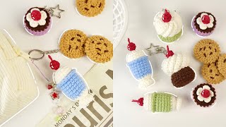 𐙚 How to Crochet desserts (cookie,cupcake,ice cream) amigurumi keychain tutorial | beginner friendly