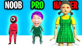 NOOB vs PRO vs HACKER In SQUID GAME CHALLENGE!? (ALL LEVELS!)