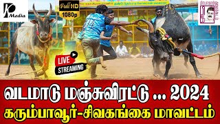 🔴LIVE (நேரலை) | கரும்பாவூர் வடமாடு மஞ்சுவிரட்டு  |  Vadamadu 2024 | Sivagangai Vadamadu | PK Media