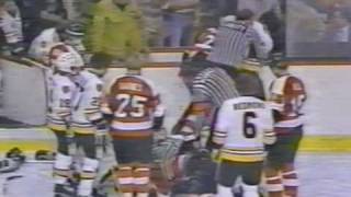 Paul Holmgren vs John Wensink, Mel Bridgman vs Ray Bourque Dec 22, 1979