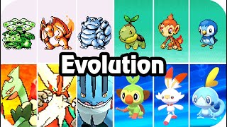 Pokémon Game : Evolution of Starter Evolution Animations (Side by Side)