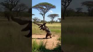 The vulture gets beaten up by the bear ワシが熊にボコられる #animals #shorts #nature #bear #birds #ai