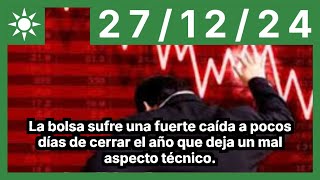 La bolsa sufre una fuerte caída a pocos días de cerrar el año que deja un mal aspecto técnico.