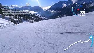 Vaujany, Alpes d'Huez, France, blue ski run Edelweiss