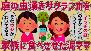 泥ママがうちの庭の虫わきサクランボを盗む→家族に食べさせて修羅場【女イッチの修羅場劇場】2chスレゆっくり解説