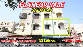 FLAT FOR SALE IN SAIDABAD HYDERABAD ||FLAT FOR SALE IN HYDERABAD