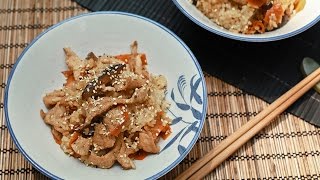 ข้าวหน้าหมูซอสเห็ดหอม : Rice with Soy-flavored Pork and Mushrooms